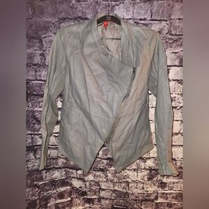 5/48 Grey Faux leather Jacket sz Medium